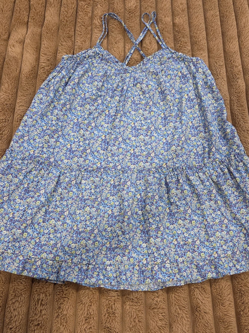 Universal Thread Flowy Floral Ruffle Crossed Straps Pockets Dress, Size Large